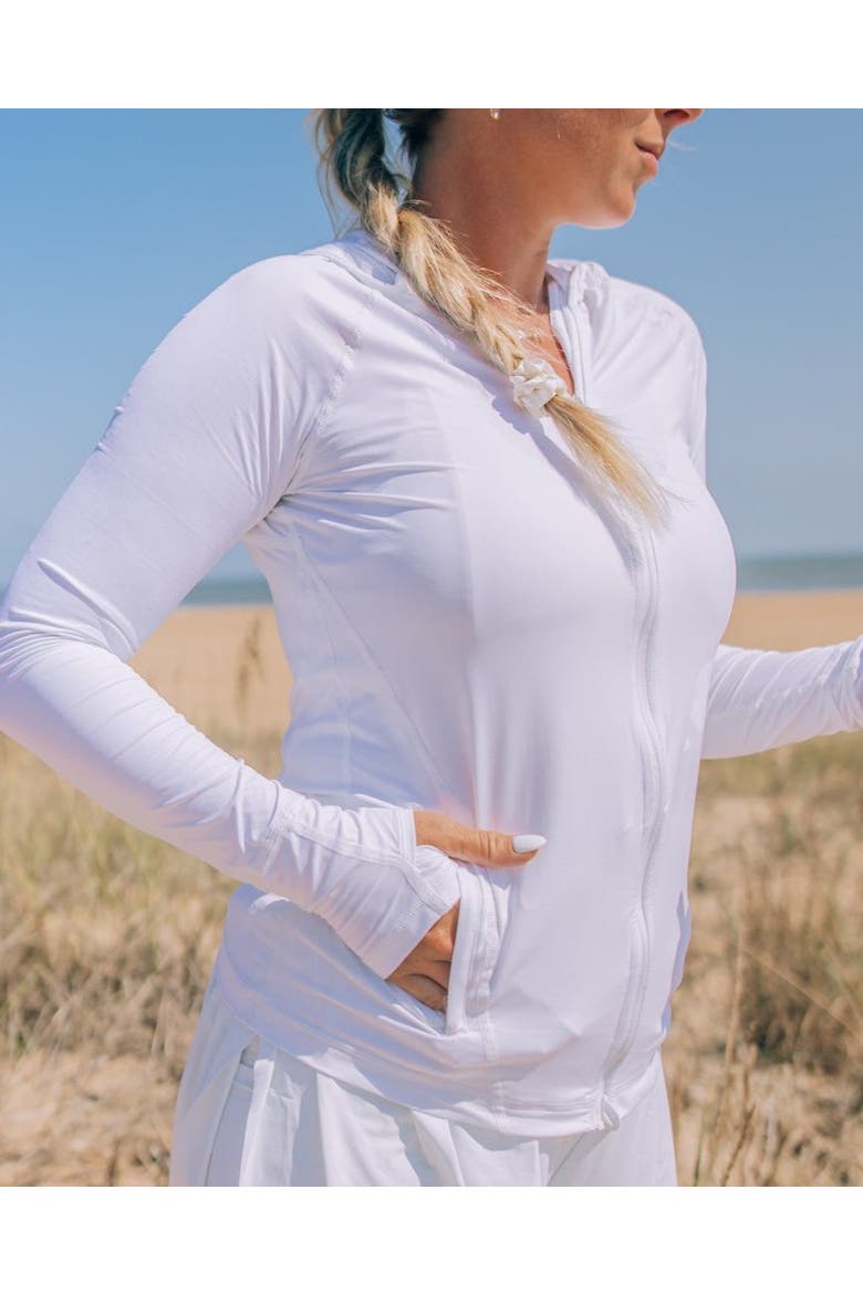 Women's Long Sleeve Full Zip Hoodie Jacket with Sun and UV Protection, Alternate, color, White