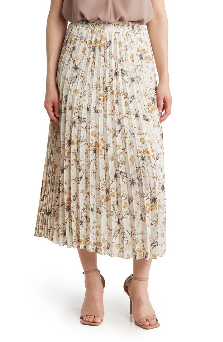 MAX STUDIO Floral Pleated Skirt, Main, color,
