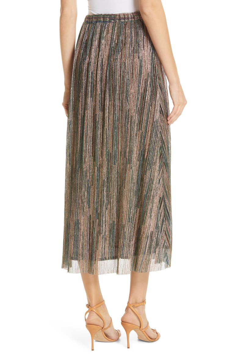 Suzon Metallic Midi Skirt, Alternate, color, VERT