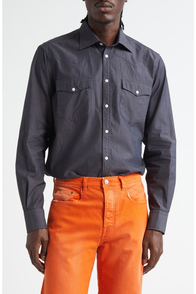 Arizona Western Button-Up Shirt, Main, color, DARK BLUE
