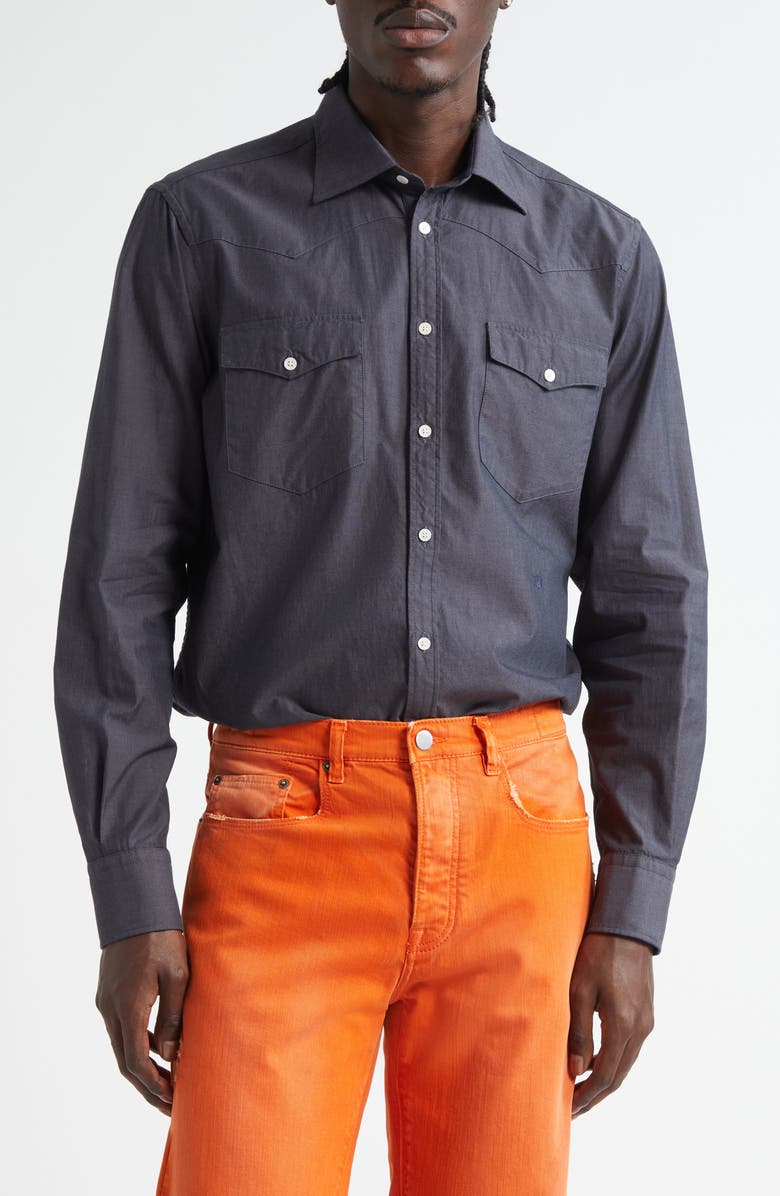 Massimo Alba Arizona Western Button-Up Shirt, Main, color, Dark Blue