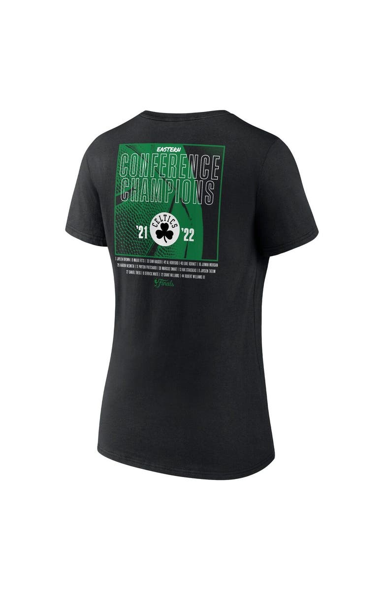 FANATICS Women's Fanatics Branded Black Boston Celtics 2022 Eastern Conference Champions Balanced Attack Roster V-Neck T-Shirt, Alternate, color, 