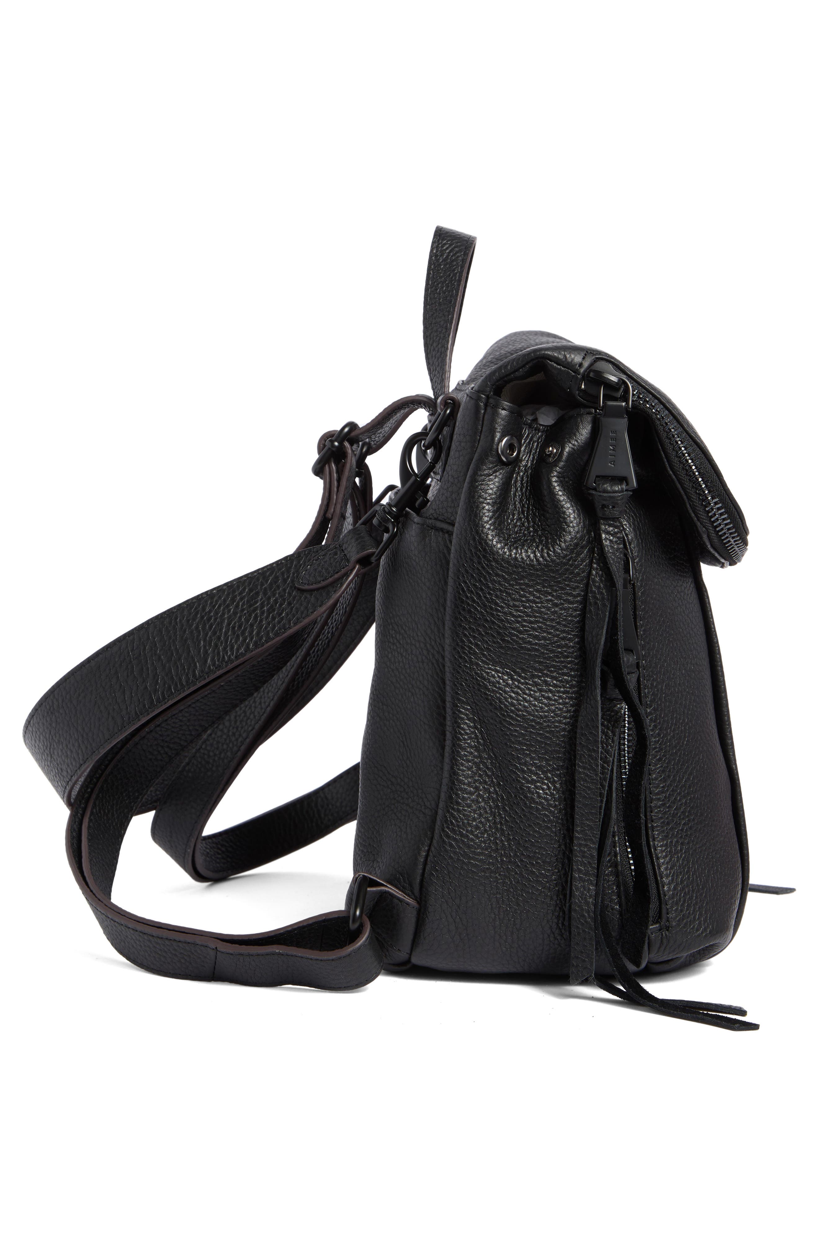 AIMEE Horizon Convertible Leather Backpack, Alternate, color, Black