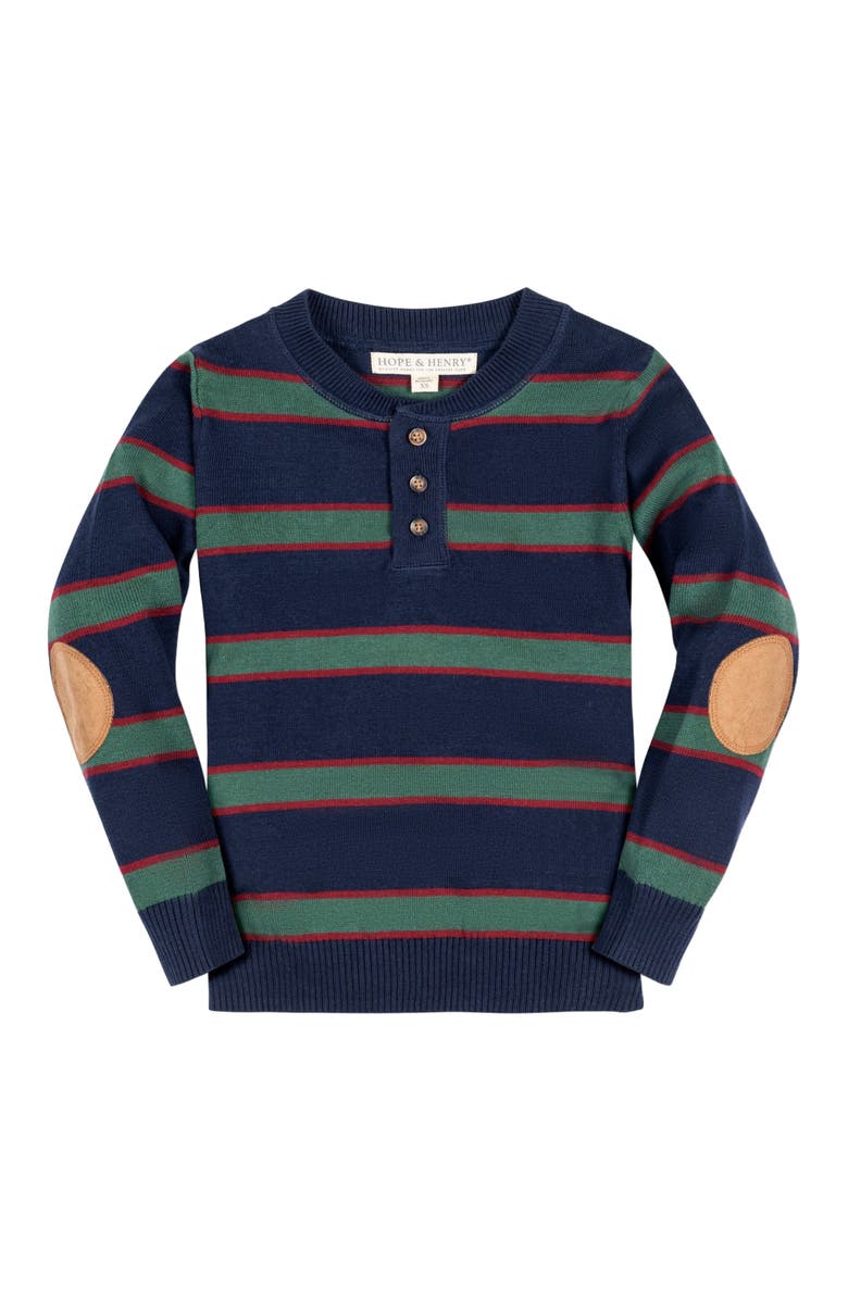Hope & Henry Baby Boys' Organic Sweater Henley with Elbow Patches, Infant, Alternate, color, 