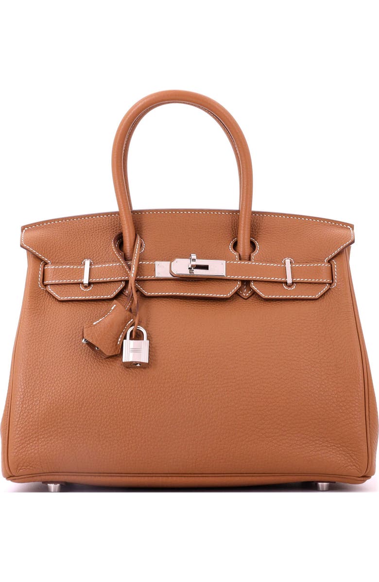 Pre-Owned Hermes Birkin Handbag Brown Togo with Palladium Hardware 30, Main, color, Gold