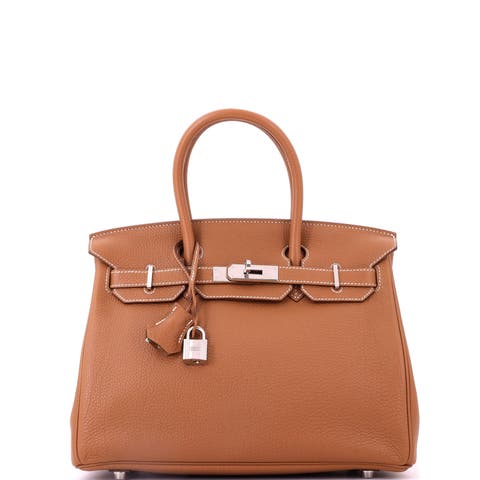 Birkin Handbag Brown Togo with Palladium Hardware 30