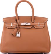 Pre-Owned Hermes Birkin Handbag Brown Togo with Palladium Hardware 30
