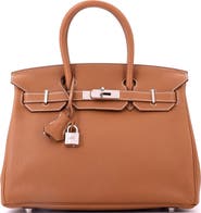 Pre-Owned Hermes Birkin Handbag Brown Togo with Palladium Hardware 30
