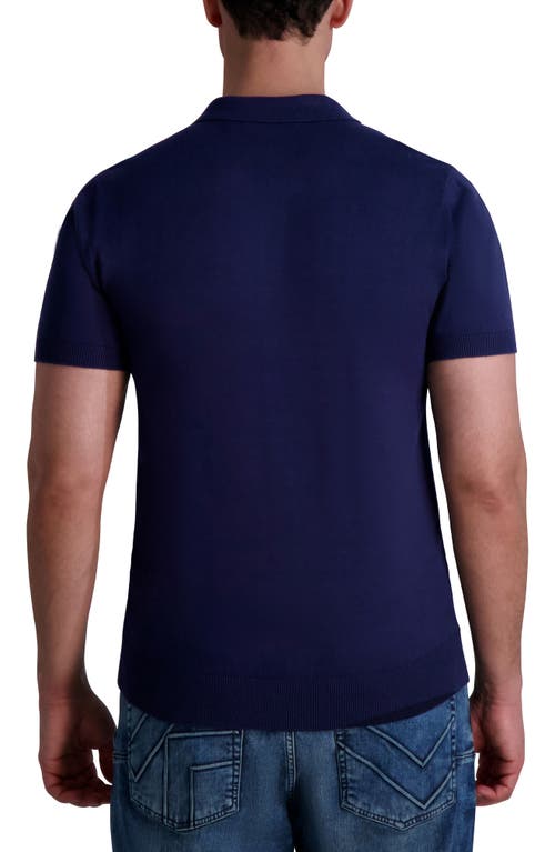 Karl Lagerfeld Kl Monogram Knitted Polo Shirt In Navy