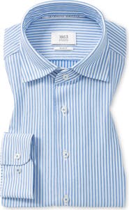 1863 by Eterna Slim Fit Stripe Jersey Button-Up Shirt