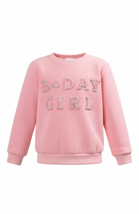 Birthday Girl Princess Pearl Embellished Sweatshirt (Toddler, Little Kid & Big Kid)
