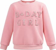 Mia Belle Girls Birthday Girl Princess Pearl Embellished Sweatshirt