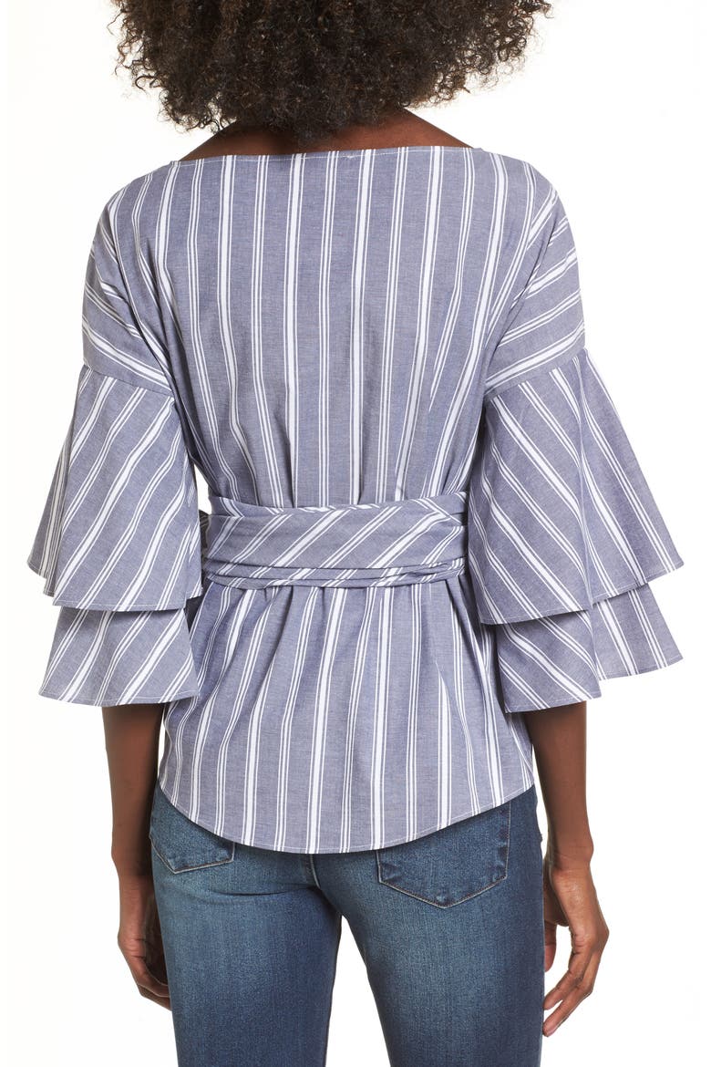 Beckett Tiered Bell Sleeve Top, Alternate, color, NAVY/ IVORY