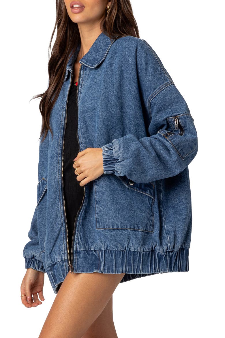 Sophie Oversize Denim Jacket, Alternate, color, BLUE-WASHED
