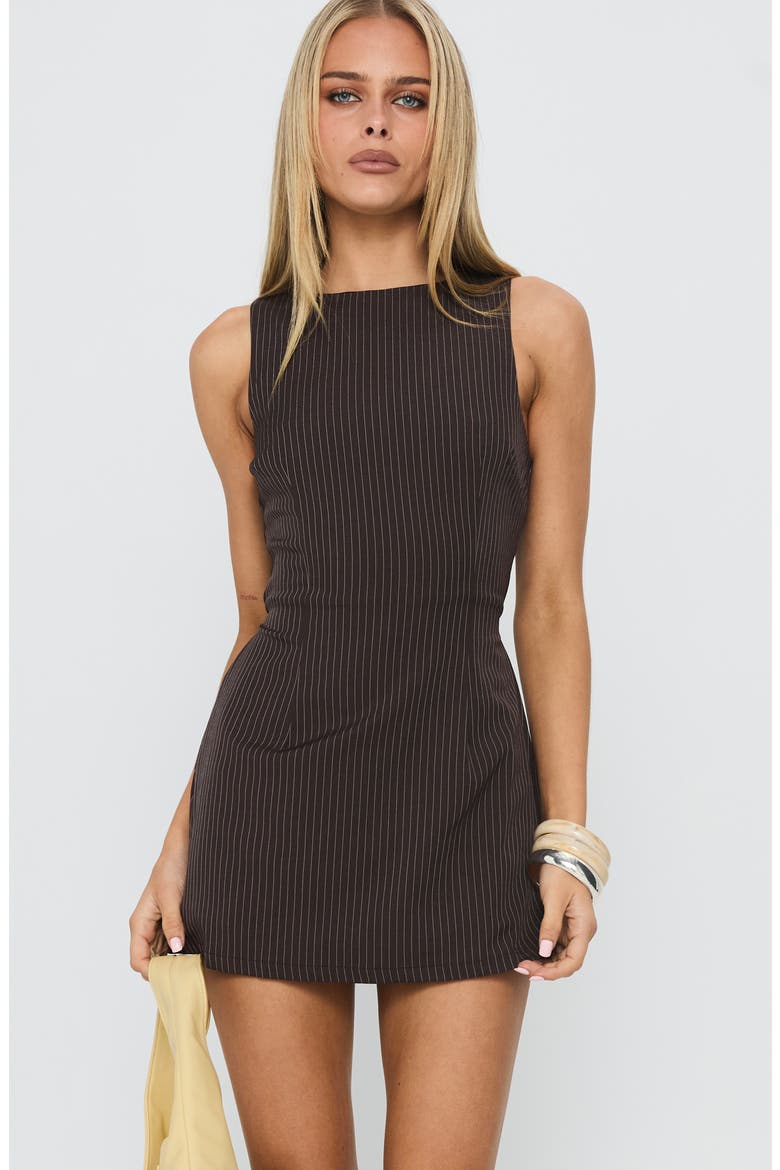 Yumiko Pinstripe Sleeveless Romper, Alternate, color, BROWN PINSTRIPE