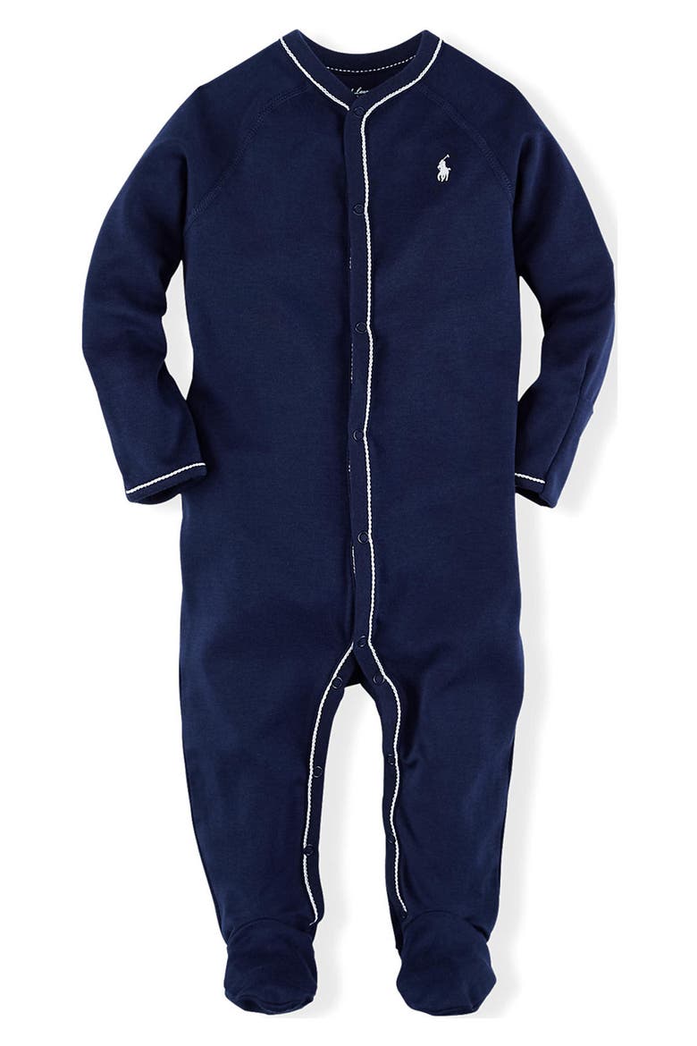 Footie, Main, color, FRENCH NAVY W/ WHITE STITCHING