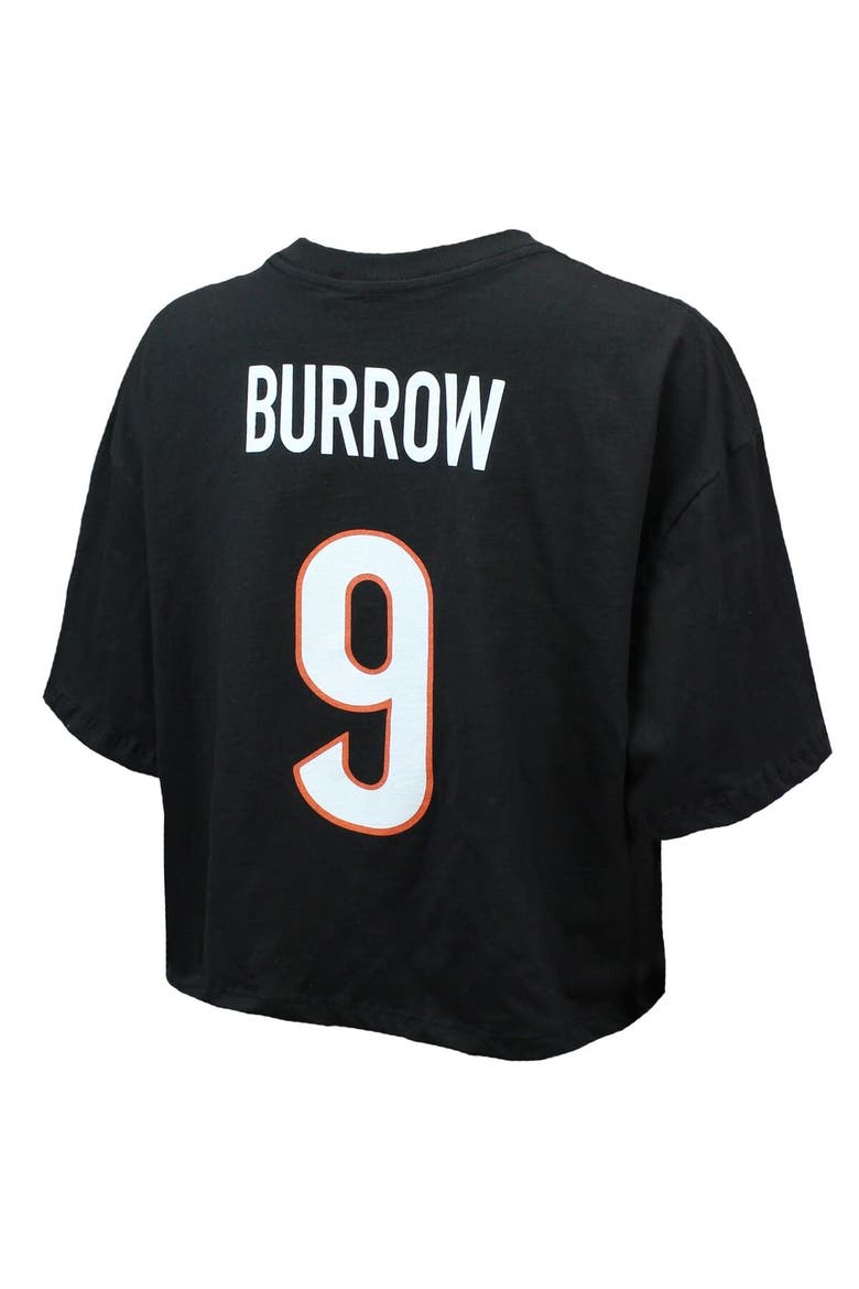 Women's Majestic Threads Joe Burrow Black Cincinnati Bengals Swarovski Crystals Boxy Cropped Name & Number T-Shirt, Alternate, color, Black