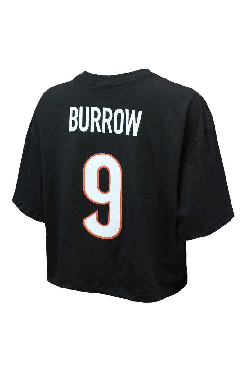 Majestic Threads Women's Majestic Threads Joe Burrow Black Cincinnati Bengals Swarovski Crystals Boxy Cropped Name & Number T-Shirt, Alternate, color, Black