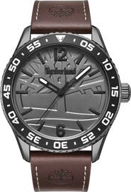 Timberland Sport Leather Strap Watch, 44mm