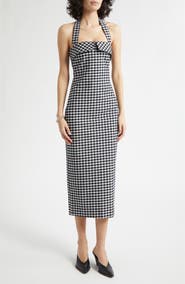 POSSE Chiara Gingham Halter Neck Pencil Dress
