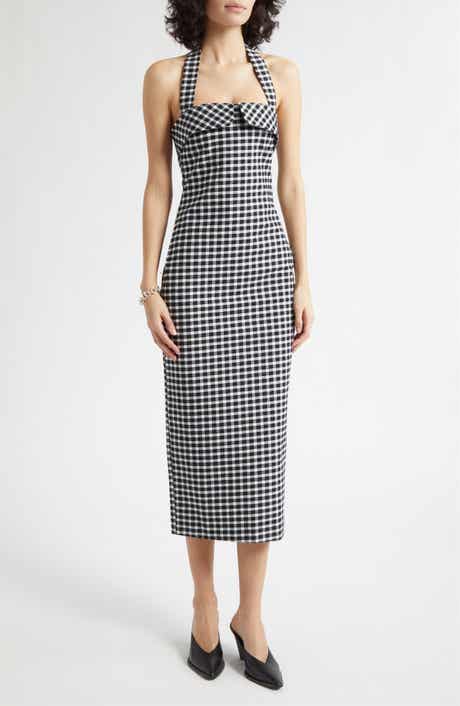Chiara Gingham Halter Neck Pencil Dress
