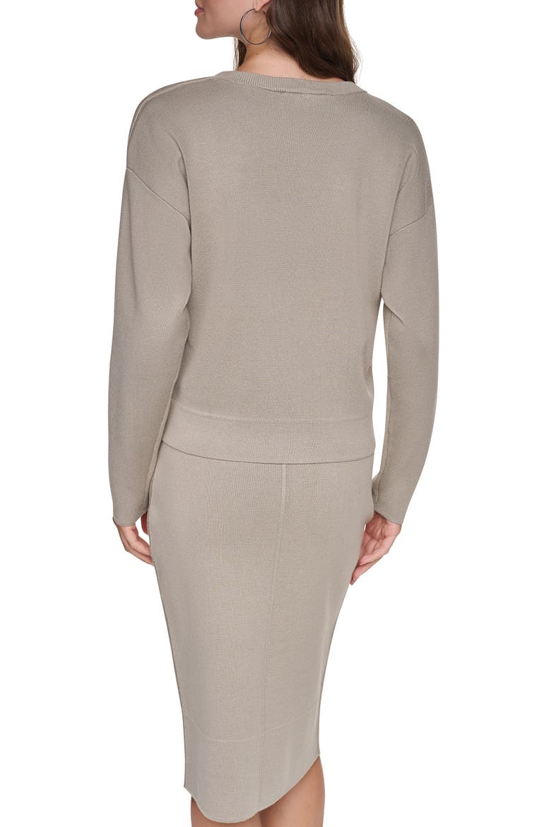 Zip Shoulder Crewneck Sweater, Alternate, color, PUTTY