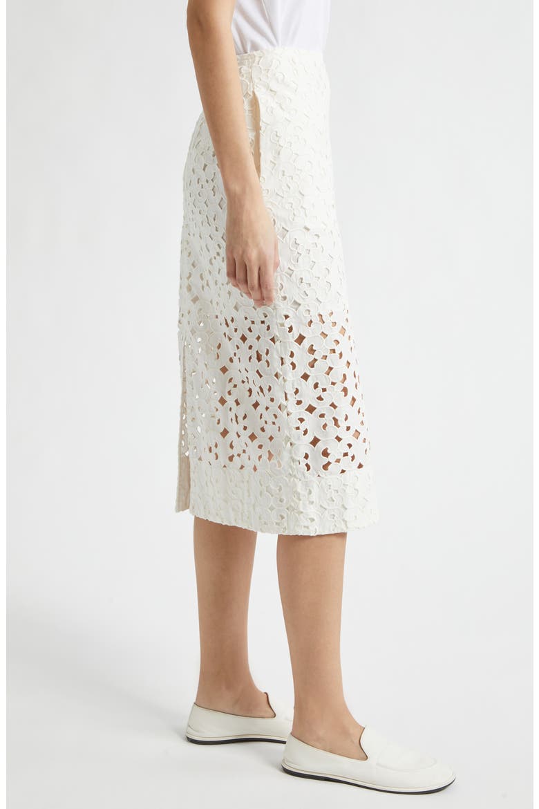 Nokkeluus Keidas Semi Sheer Broderie Anglaise Midi Skirt, Alternate, color, OFF-WHITE