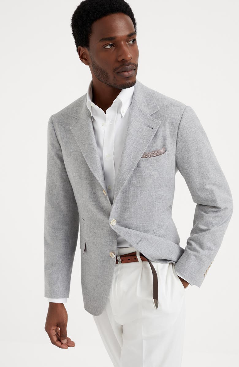 Brunello Cucinelli Diagonal twill unconstructed blazer, Alternate, color, 