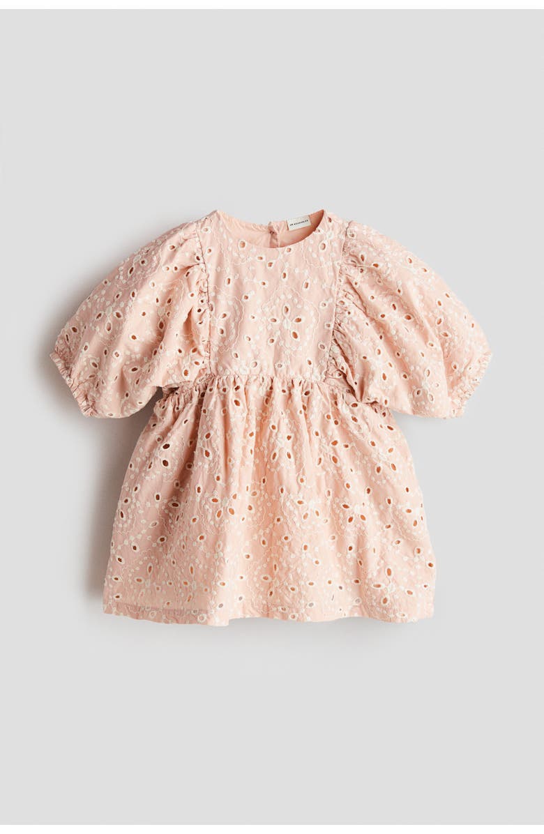 H&M Broderie Anglaise Cotton Dress, Main, color, Light Dusty Pink/Floral