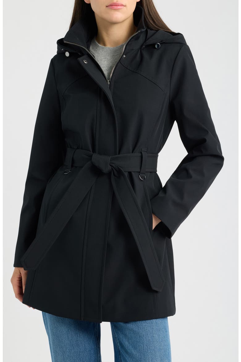 Belted Stadium Trench Coat, Main, color, BLACK