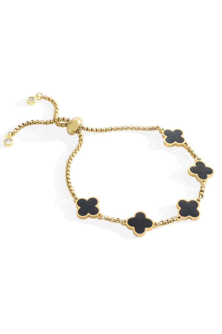 Clover Enamel Bracelet, Main, color, Black Enamel