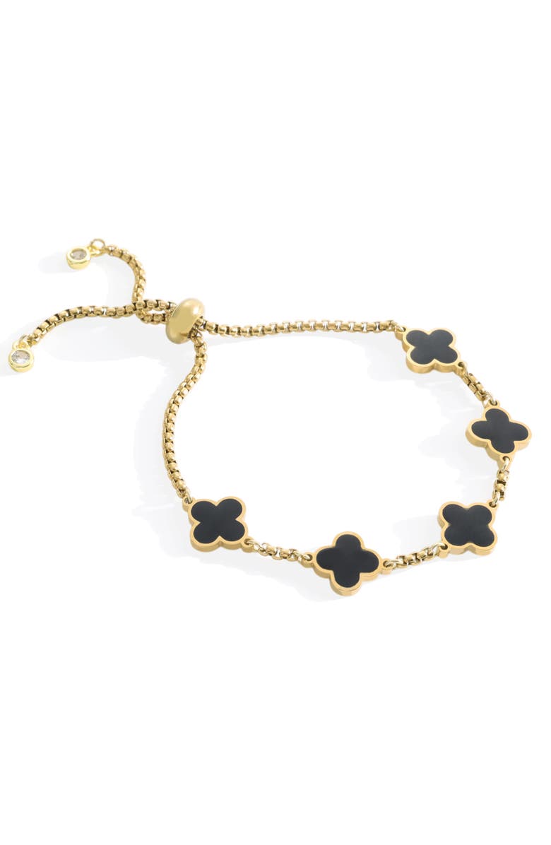 Mint & Lily Clover Enamel Bracelet, Main, color, Black Enamel