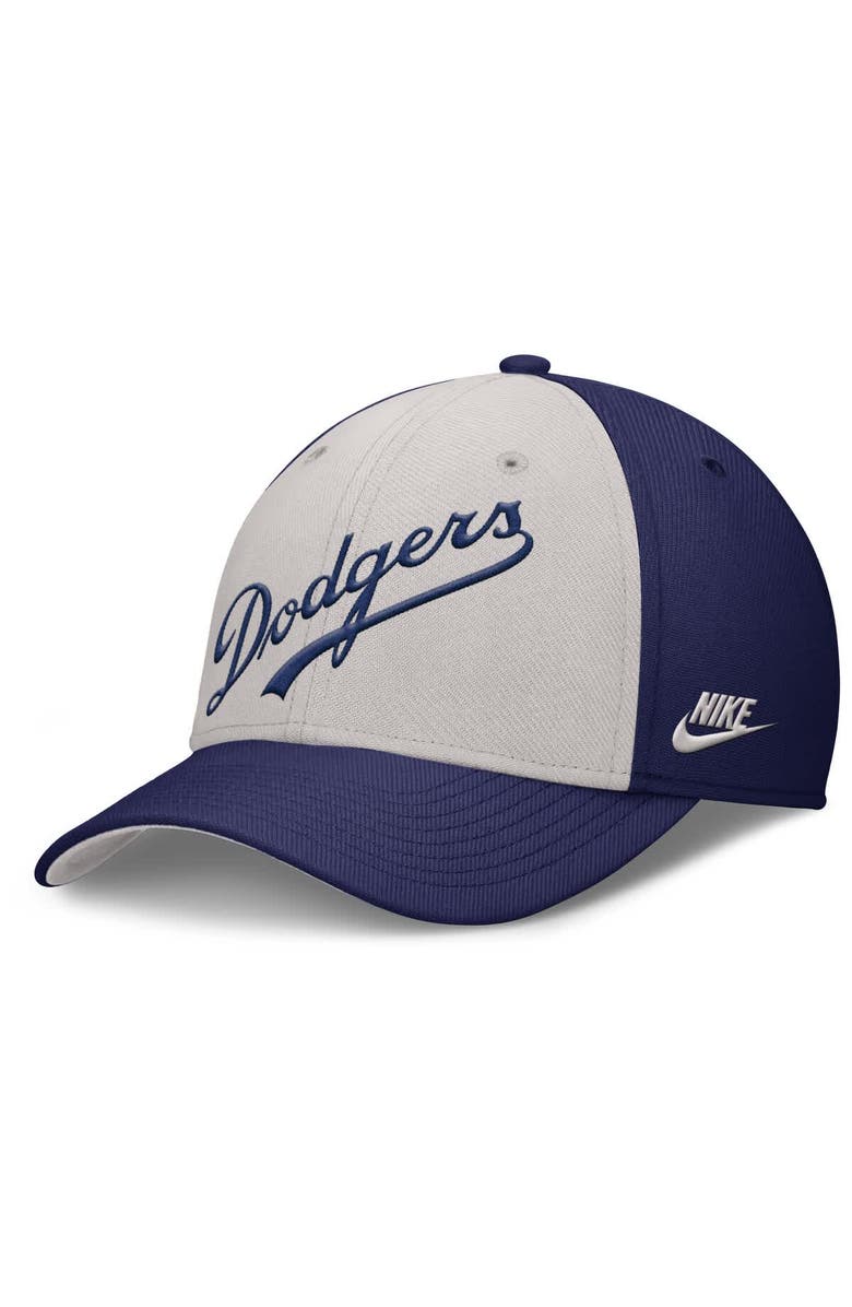 Nike Men's Nike Navy/Gray Brooklyn Dodgers Rise Swoosh Performance Flex Hat, Alternate, color, Navy