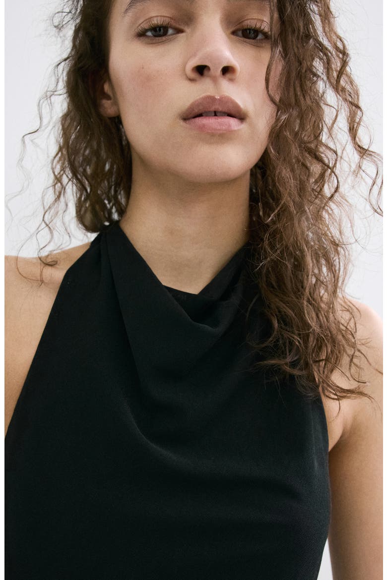 Side Drape Halter Maxi Dress, Alternate, color, BLACK
