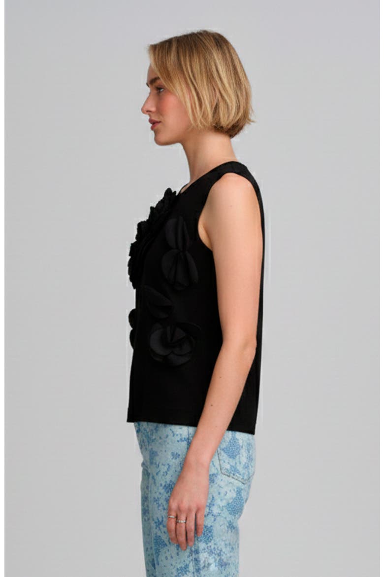 Floral Applique Shell, Alternate, color, BLACK
