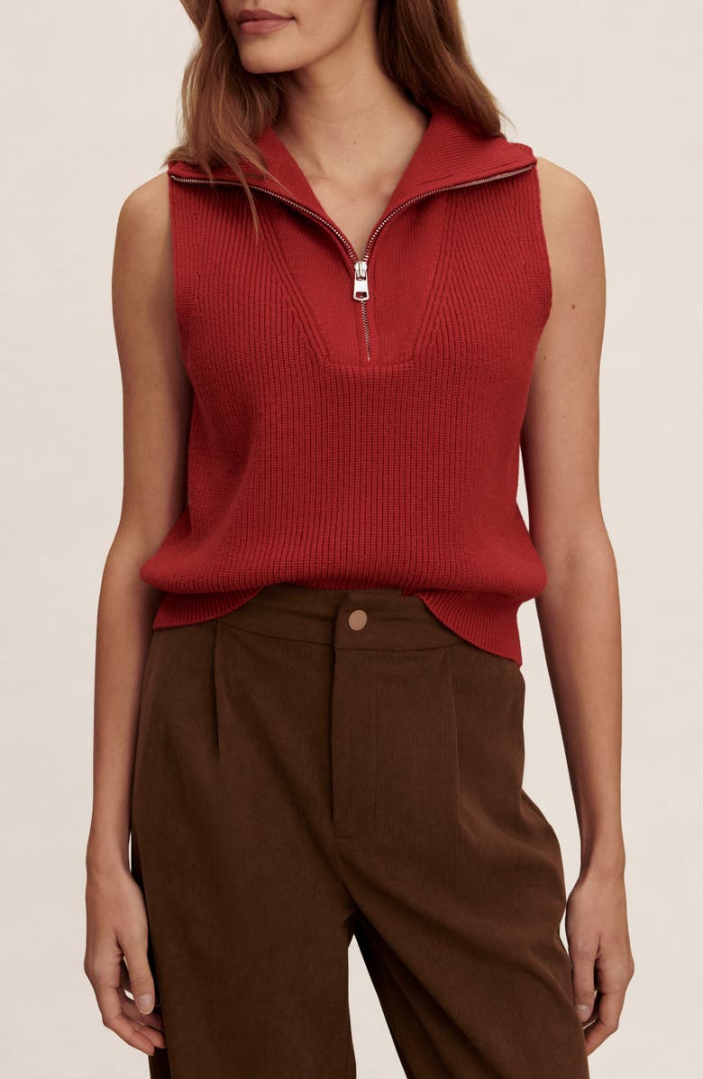 Varley Amina Half-Zip Sleeveless Sweater, Main, color, Lava Falls