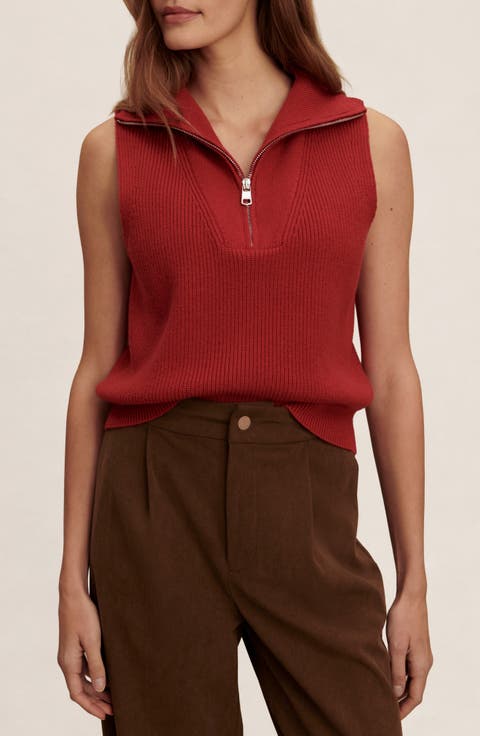 Amina Half-Zip Sleeveless Sweater