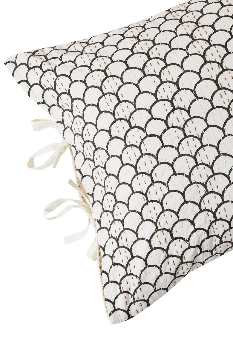 MELANGE HOME Scalloped Handstitched Kantha Set of 2 Cotton Shams, Alternate, color, Indigo