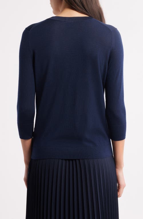 Hugo Boss Henley-neck Sweater In Merino Wool In Clean Navy