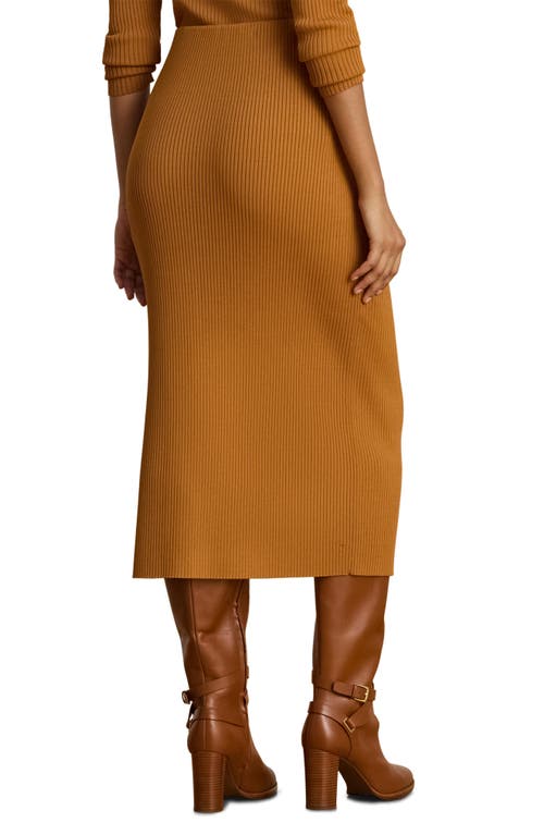 Ralph Lauren Lauren Rib Midi Skirt In Brown