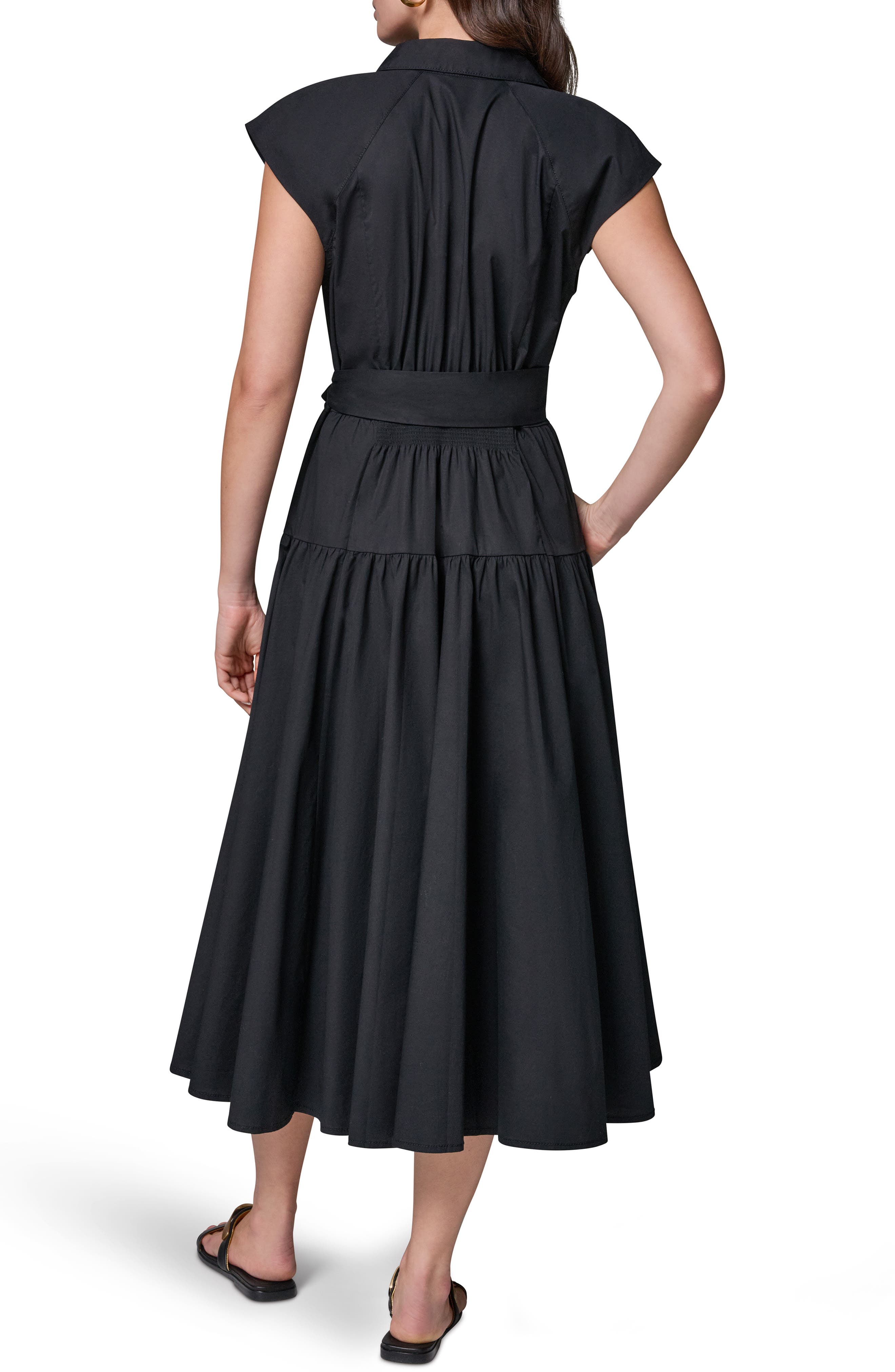 Tie Waist Stretch Poplin Midi Dress - image 2