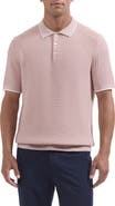 Bugatchi Basket Stitch Cotton Blend Polo Sweater