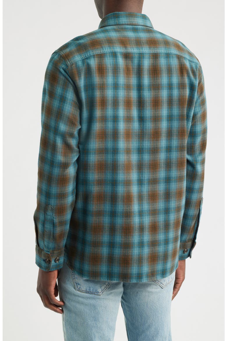 Burnside Plaid Cotton Flannel Button-Up Shirt, Alternate, color, SEA BLUE MULTI PLAID