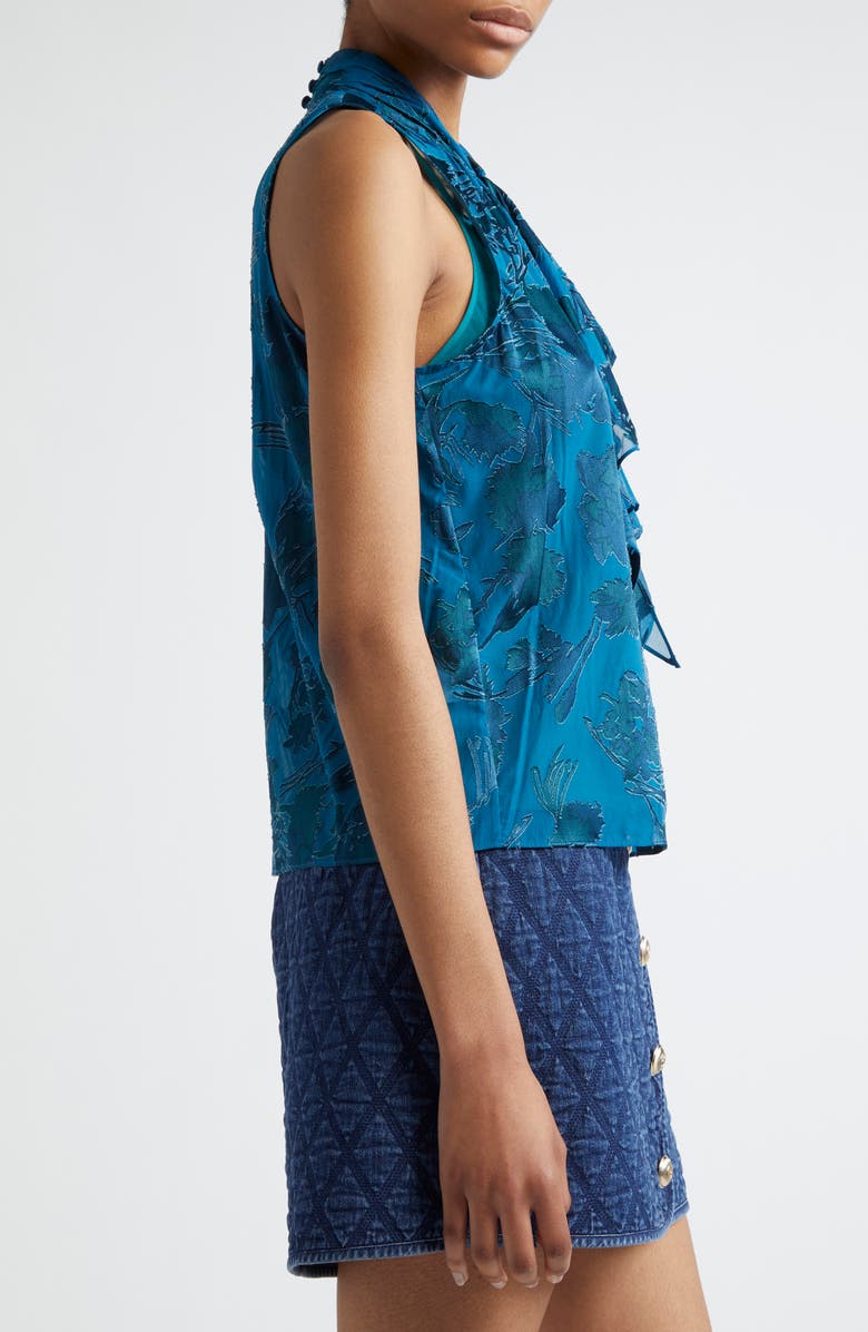Cinq à Sept Keoni Floral Satin Burnout Top, Alternate, color, Ink Blue