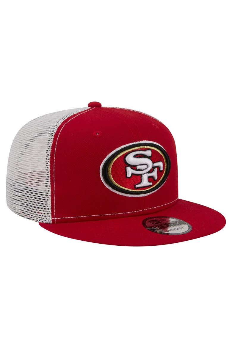 Men's New Era  Scarlet San Francisco 49ers Core Team 9FIFTY Trucker Snapback Hat, Alternate, color, Scarlet
