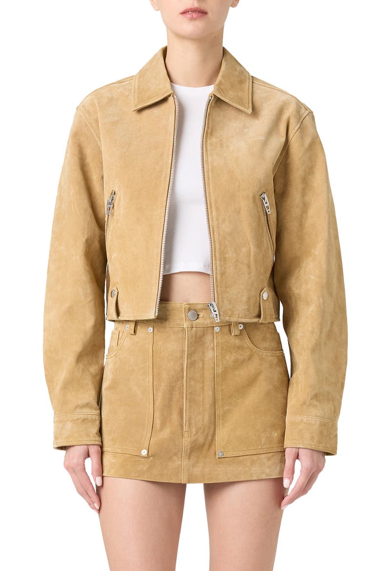 Crop Suede Jacket, Main, color, CINNAMON CRUNCH