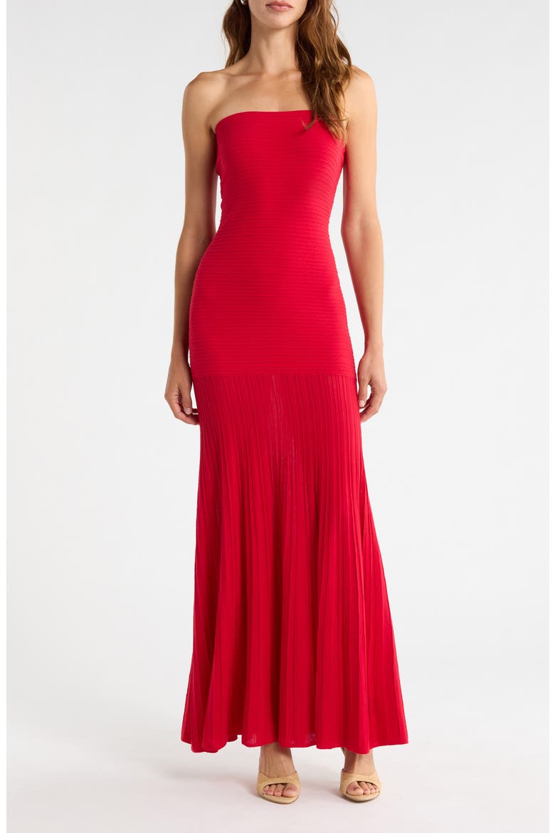 Arlo Strapless Stretch Cotton Tube Dress, Main, color, RED