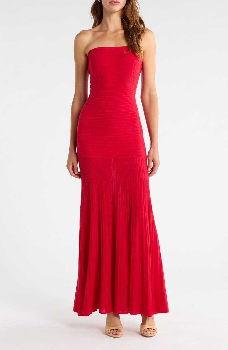 Line & Dot Arlo Strapless Stretch Cotton Tube Dress, Main, color, Red