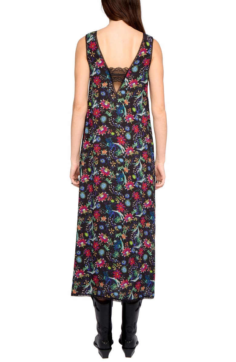 Zadig & Voltaire Renzo Floral Print Sleeveless Dress, Alternate, color, Encre