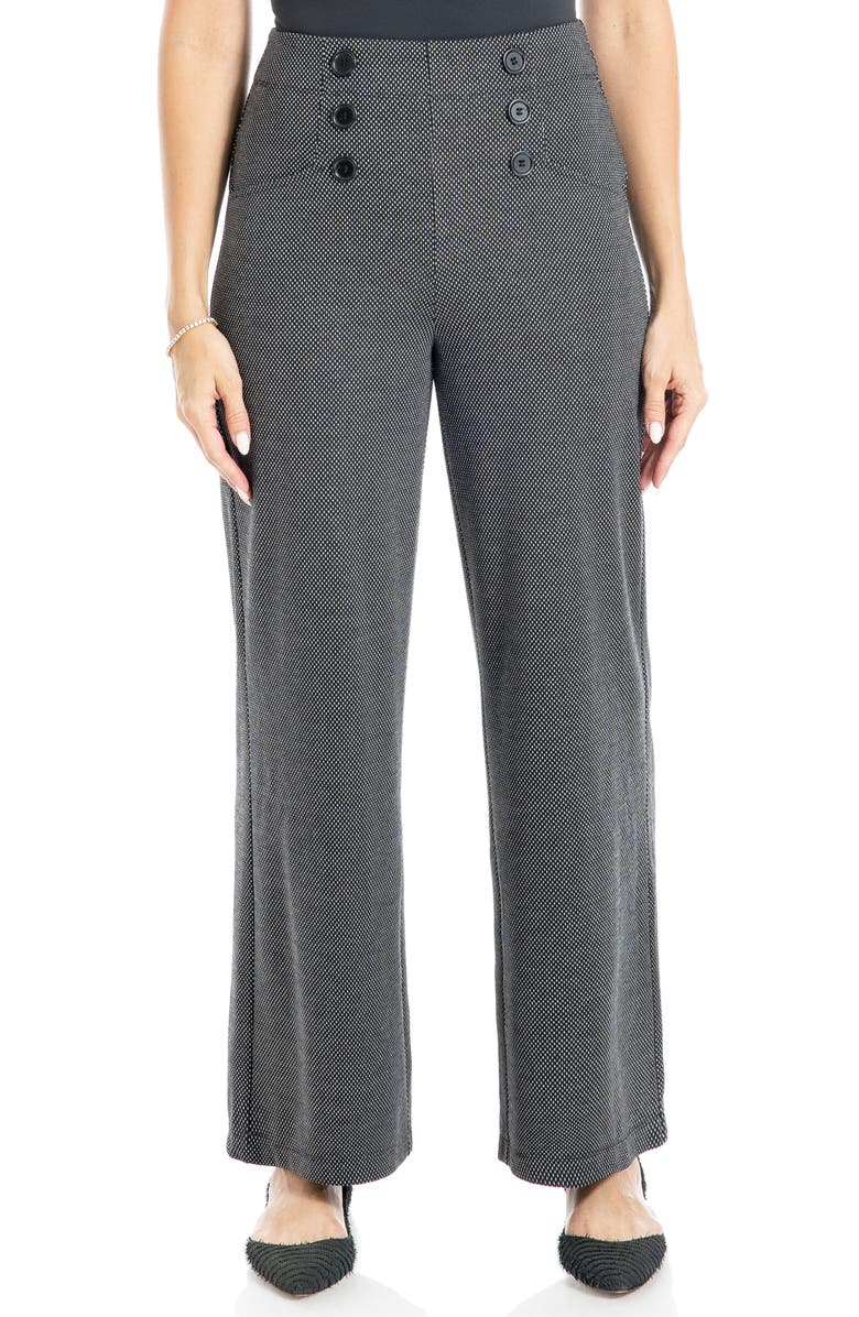 MAX STUDIO Sailor High Waist Wide Leg Pants, Alternate, color, Black/Ivory Pin Dot